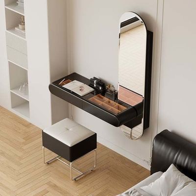 اتاق خواب ويلا کوچک مشکی ميكاپ مبل با کشو و چراغ LED