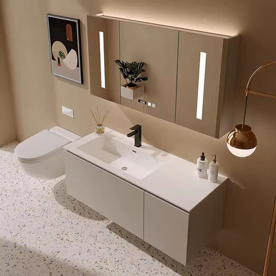 OEM آرایش دیوار آویزان سینک غرور آینه LED با حوضچه رزین