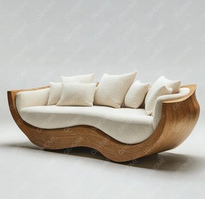 مبلمان باغی منحنی اتاق نشیمن مبل چوبی با طراحی مدرن و گزینه های قابل تنظیم