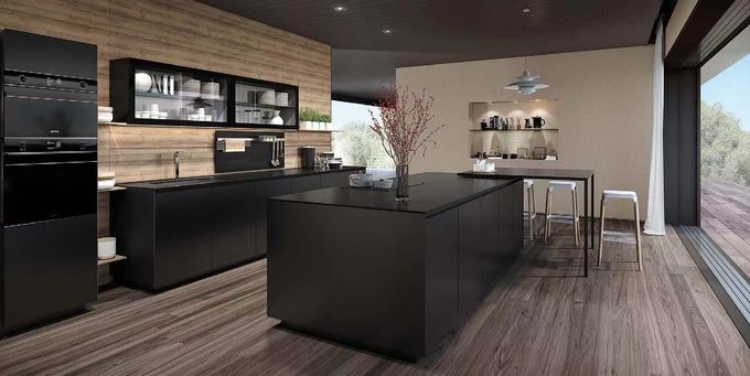 ISO9001 کابینت های آشپزخانه مدرن چوبی 0