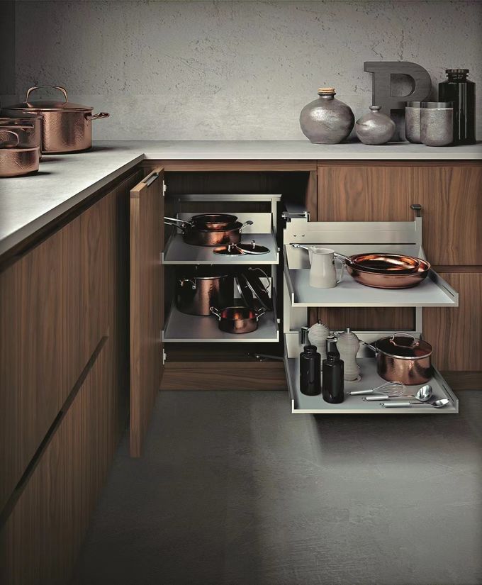 کابینت گوشه ای مدولار آلومینیوم راه حل کابینت آشپزخانه ملامین 0